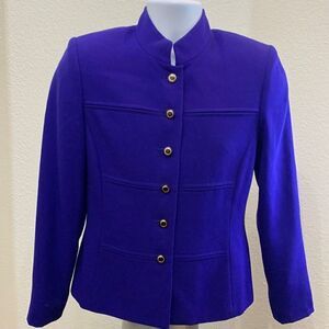Collections For Le Suit Fitted Jacket Sz 4 Purple 6 Buttons & Snap Front Closure